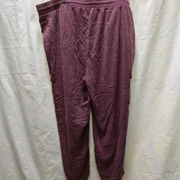 Torrid maroon acid wash cargo lounge pants elastic waistband drawstring size 2S - Picture 8 of 12